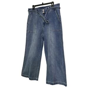 Hudson Utility Jeans Size 14 Paperbag Tie Waist Cropped Denim Wide Leg